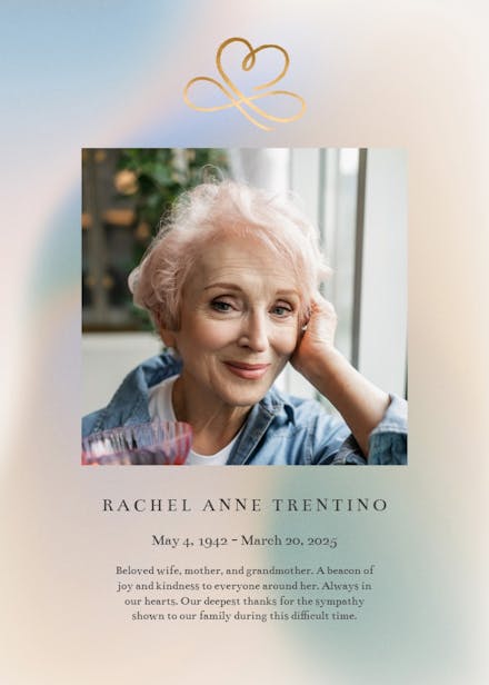 Golden heart - memorial card