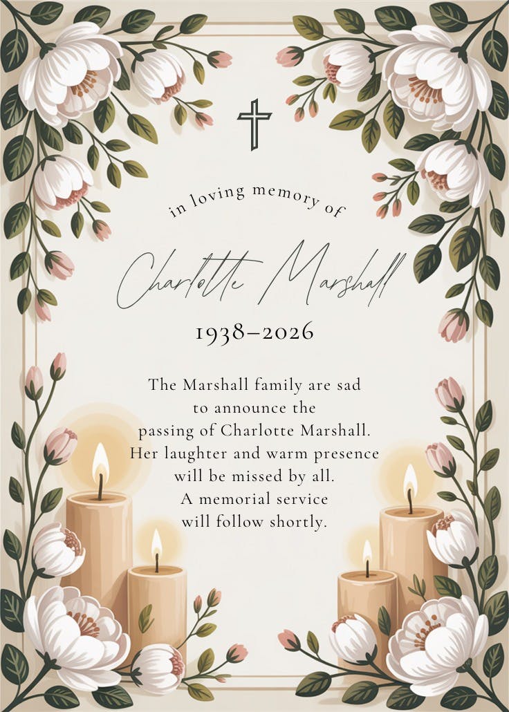 Cherished always - memorial card