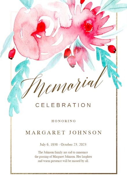 In bloom - Memorial Card