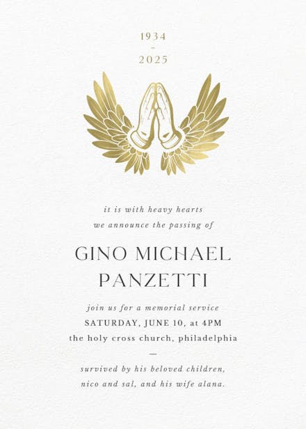 In loving memory - memorial card