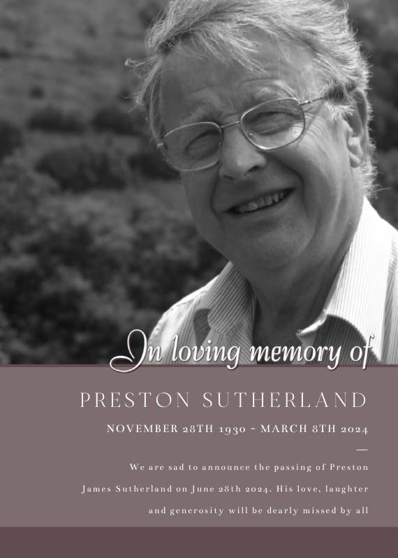 In loving memory of -  announcement card template