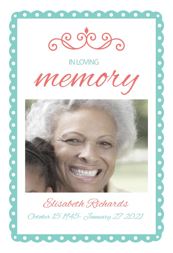 In loving memory -  announcement card template