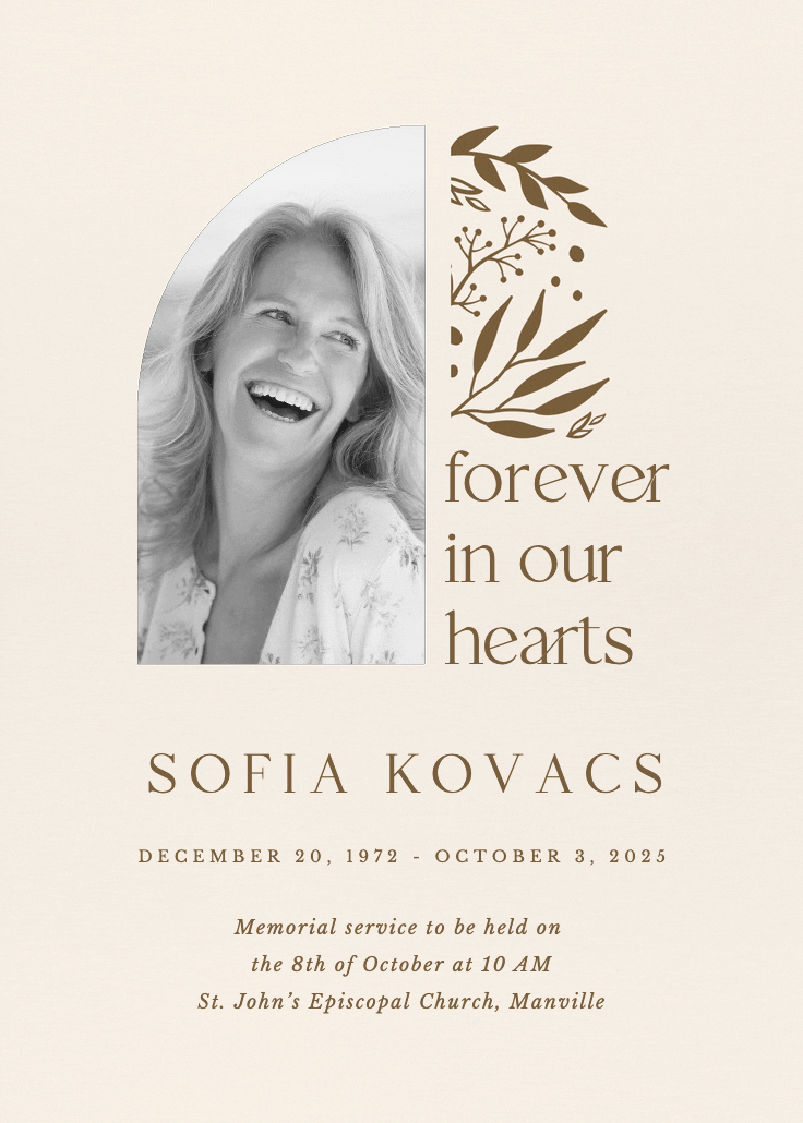 In our hearts - memorial card