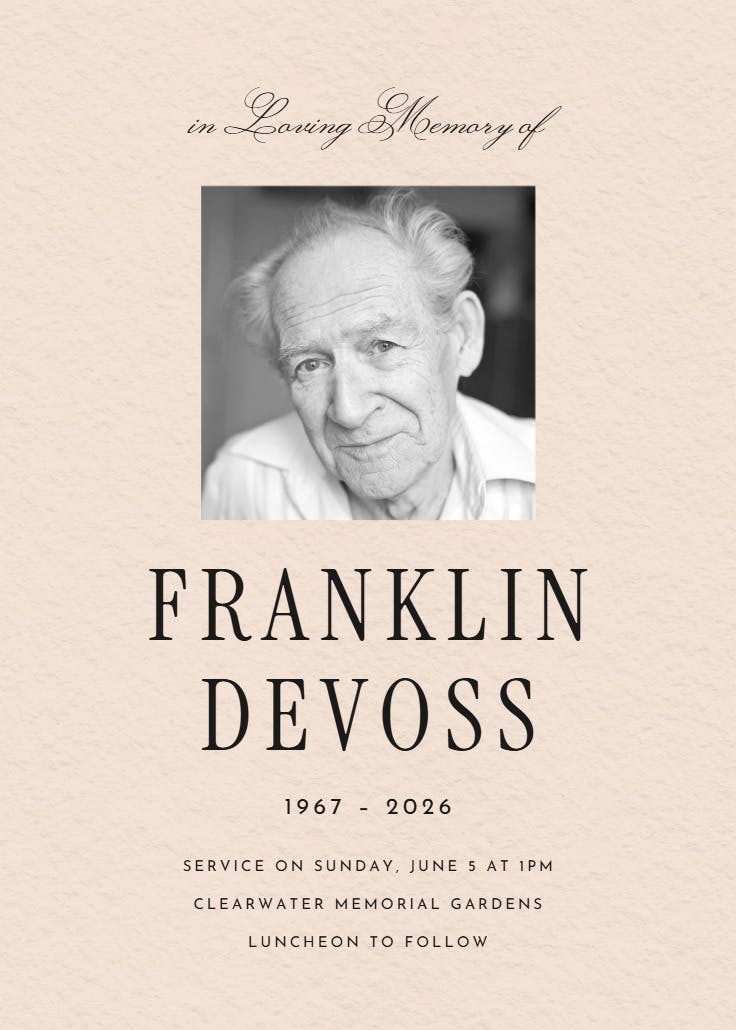 Legacy to remember - memorial card