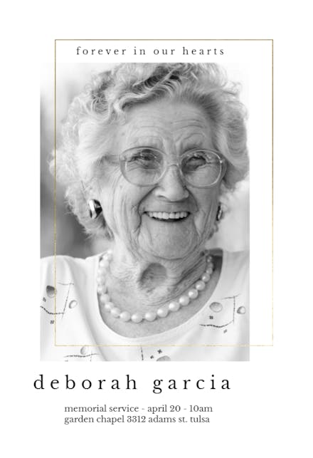 Lux photo frame - Memorial Card