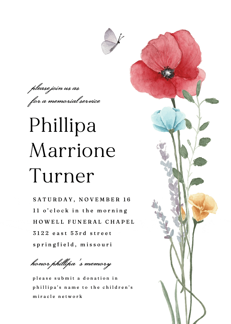 Meadow bouquet - memorial card