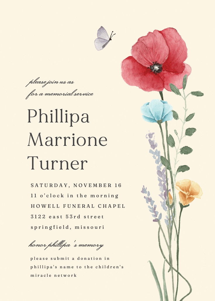 Meadow bouquet - memorial card