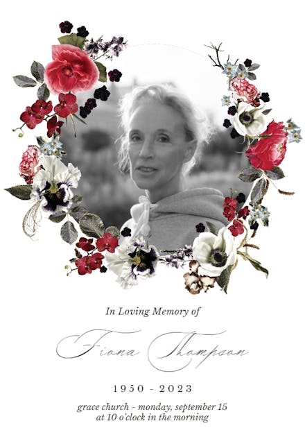 Moody Flowers - Memorial Card