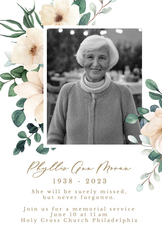 Never Memorial Card Template Greetings Island