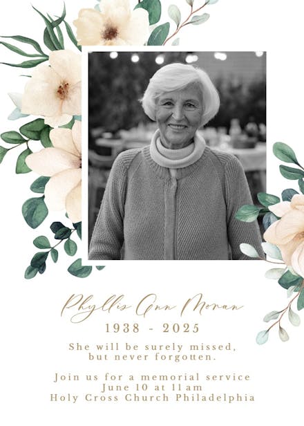 Never forgotten - memorial card