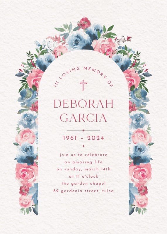 Painted petals - memorial card