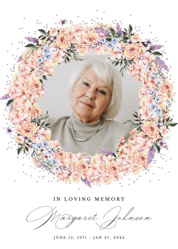 Pastel spring wreath - memorial card