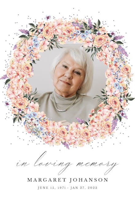 Pastel Spring Wreath - Memorial Card