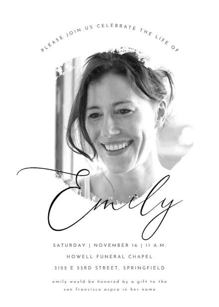 Photo brush stroke - memorial card