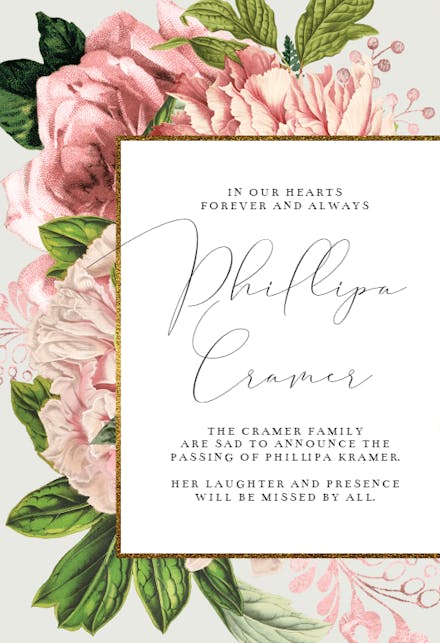 Pink Bouquets - Memorial Card