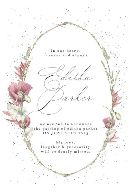 Poppy Flower Wreath - Memorial Card