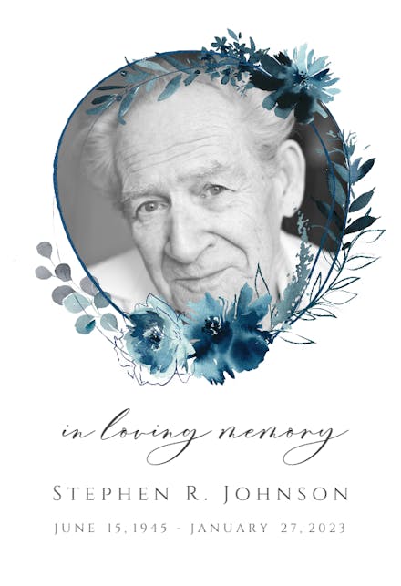 Prussian floral wreath - Memorial Card