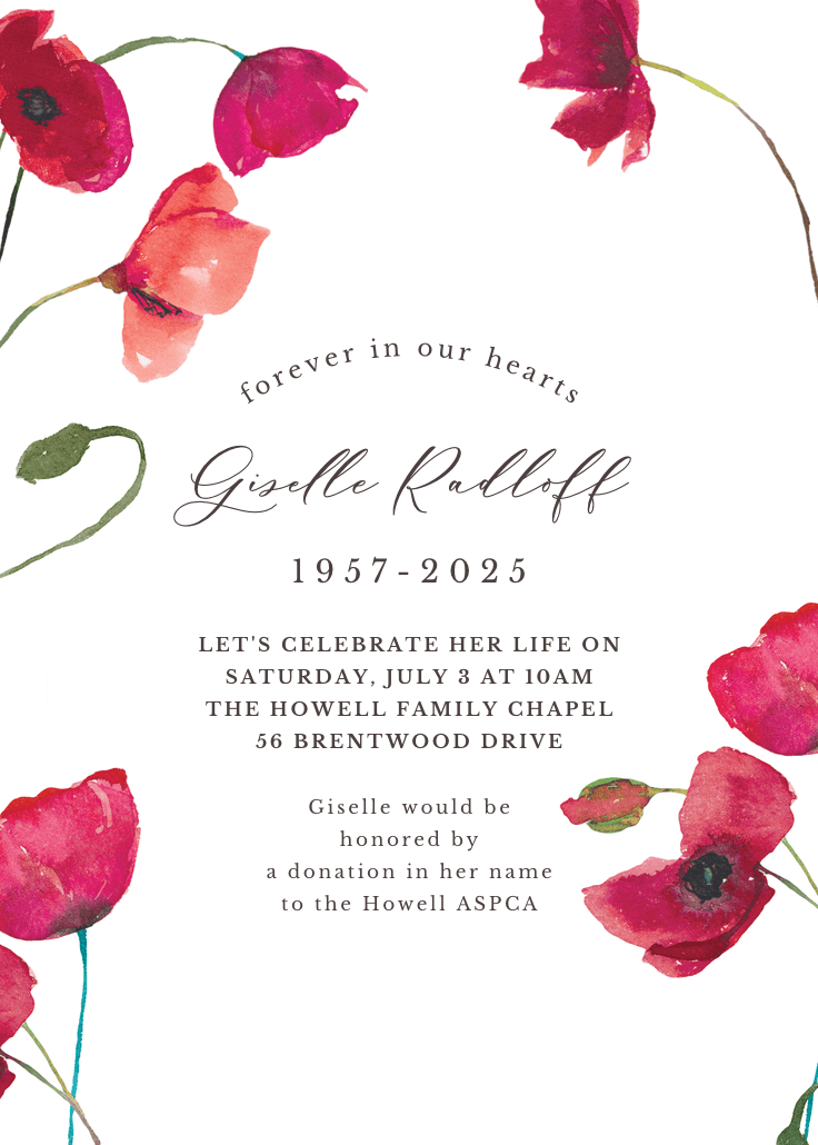 Red poppies - memorial card