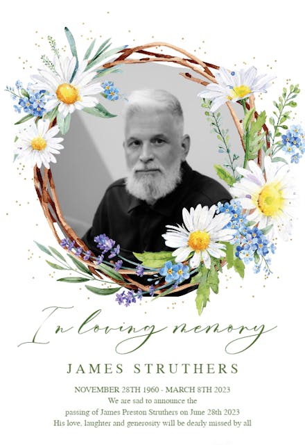 Rustic Daisies - Memorial Card