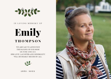 Soft Botanical - Memorial Card