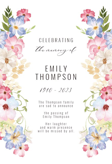 Spring Fairy Flower - Memorial Card