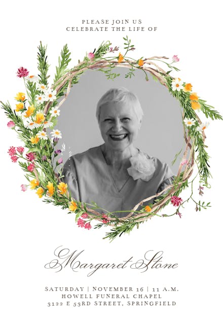 Spring Flowers Wreath Photo - Memorial Card