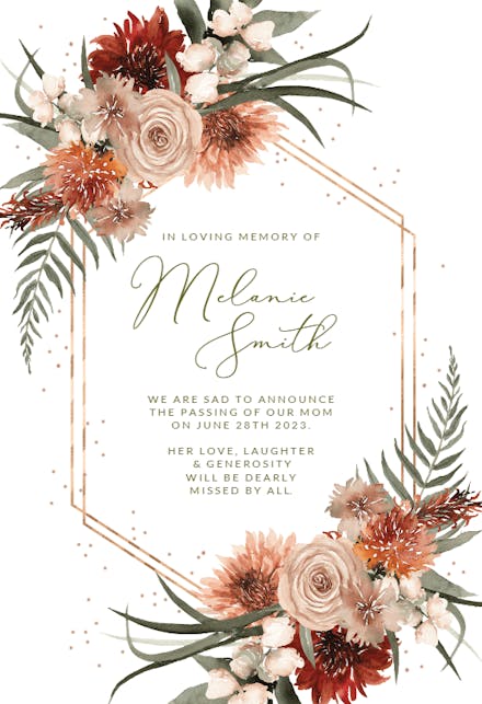 Memorial & Funeral Card Templates (Free) | Greetings Island