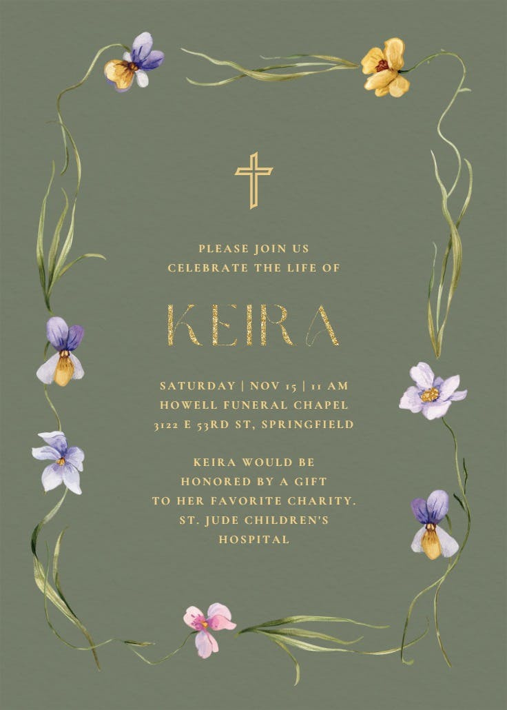 Viola - memorial card