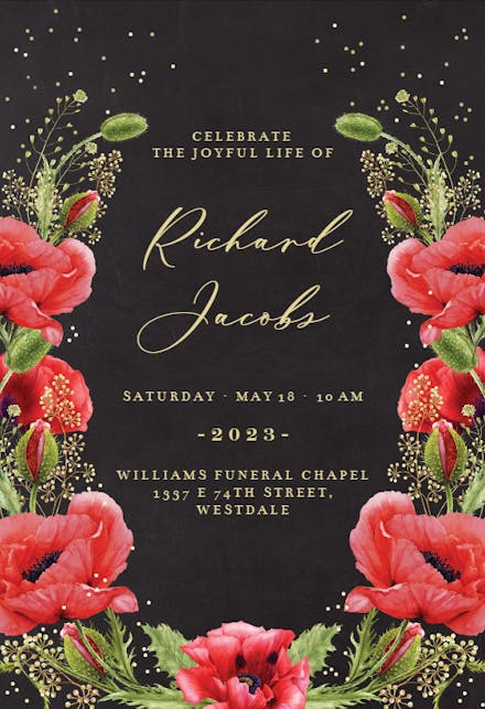 Whimsical poppies - Memorial Card