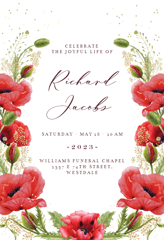 Rosey Roses Memorial Card Template Greetings Island