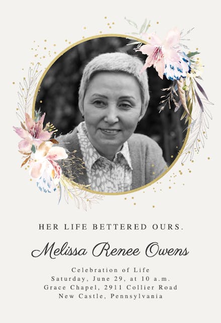 Whimsical wreath - Memorial Card