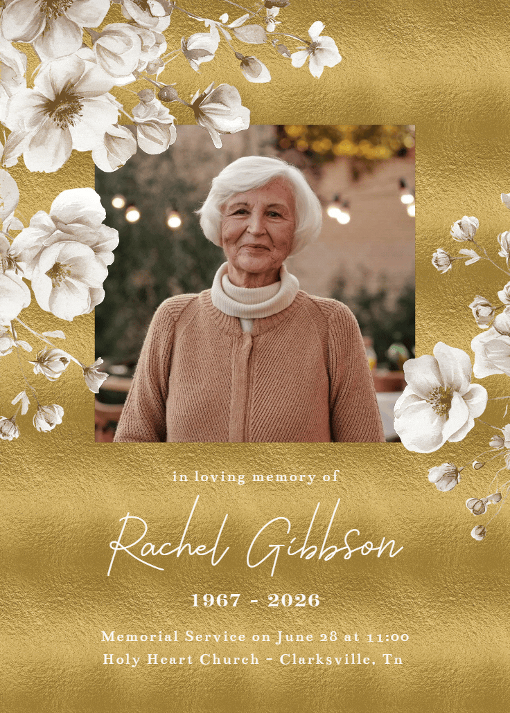 White and gold - memorial card