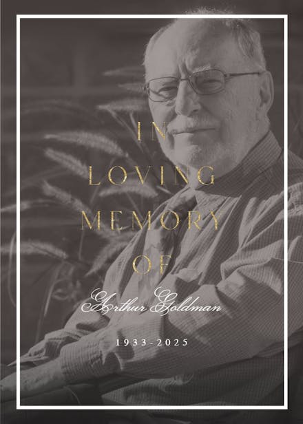 White frame - memorial card