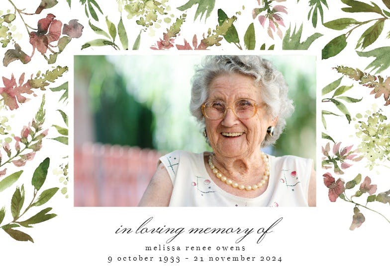 Wild flower - memorial card