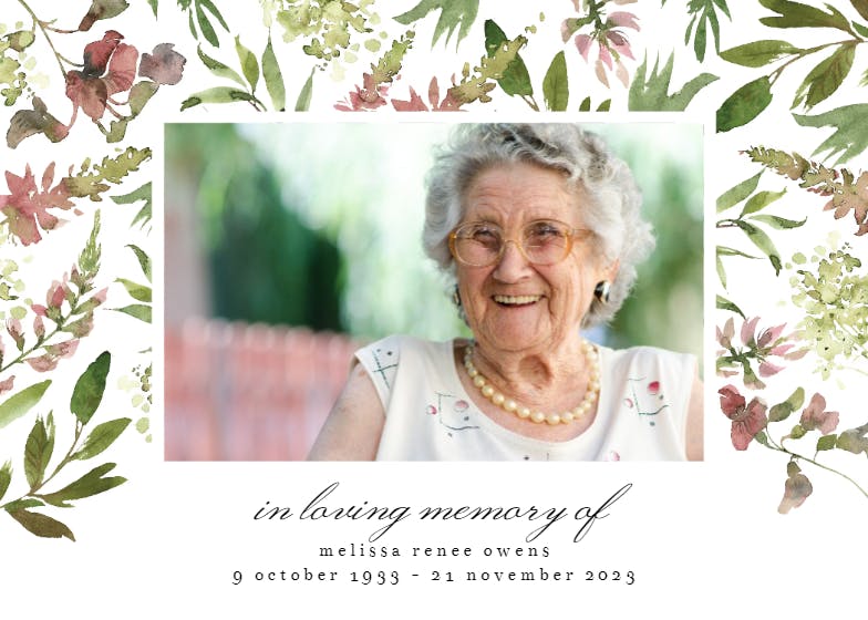 Wild Flower - Memorial Card Template (Free) | Greetings Island