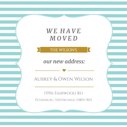 Blue Horizontals Stripes - Moving Announcement