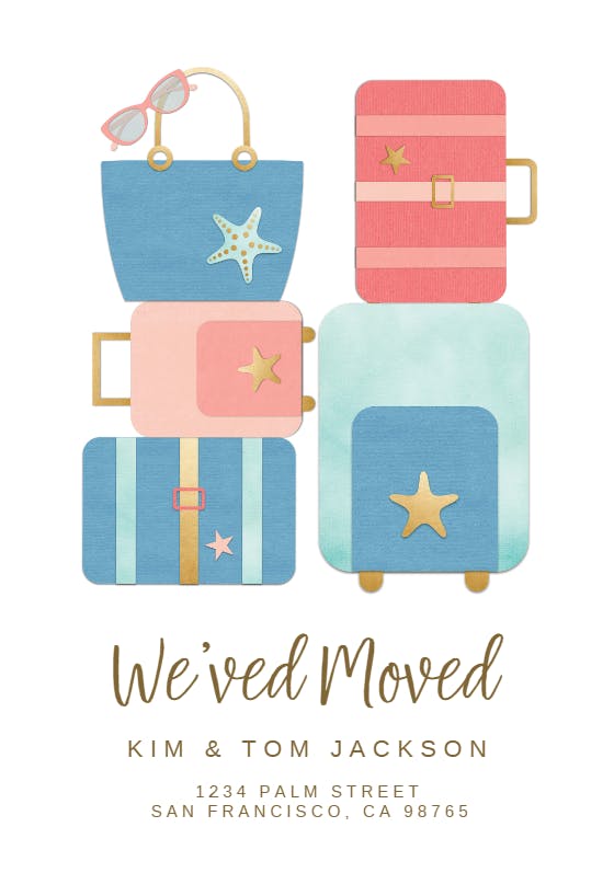 Cute luggage - moving announcement