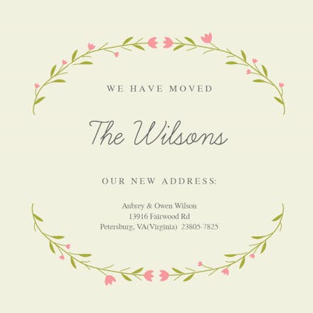Floral embrace - moving announcement