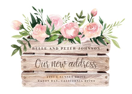 Flower and planters - moving announcement