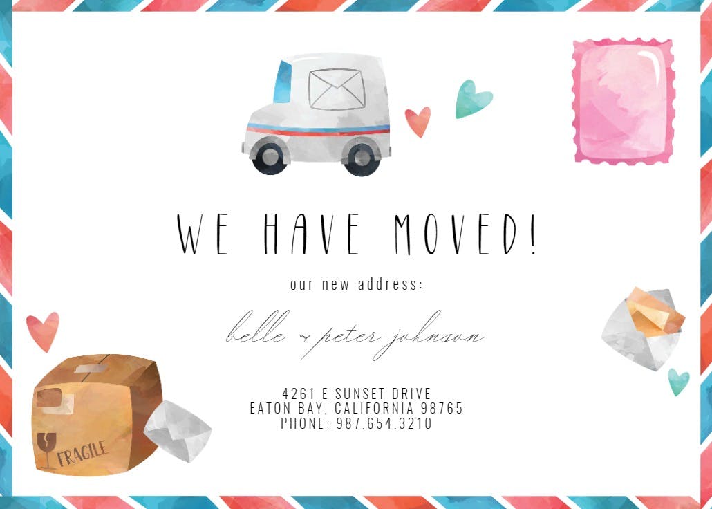 Mail truck - moving announcement