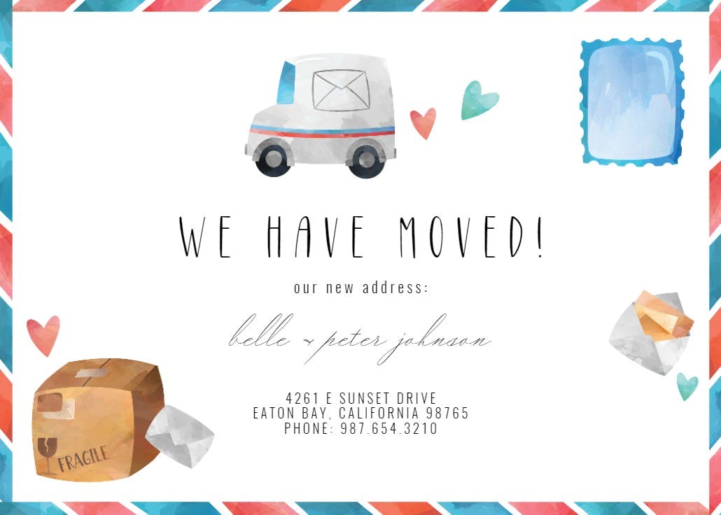 Mail truck - moving announcement