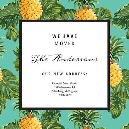 Pineapple Print - Moving Announcement