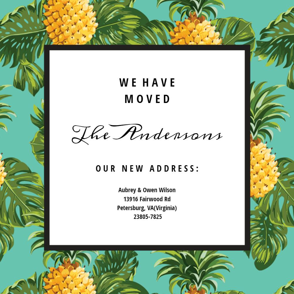Pineapple print - moving announcement
