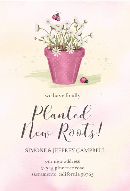 Potted Flowers - Moving Announcement