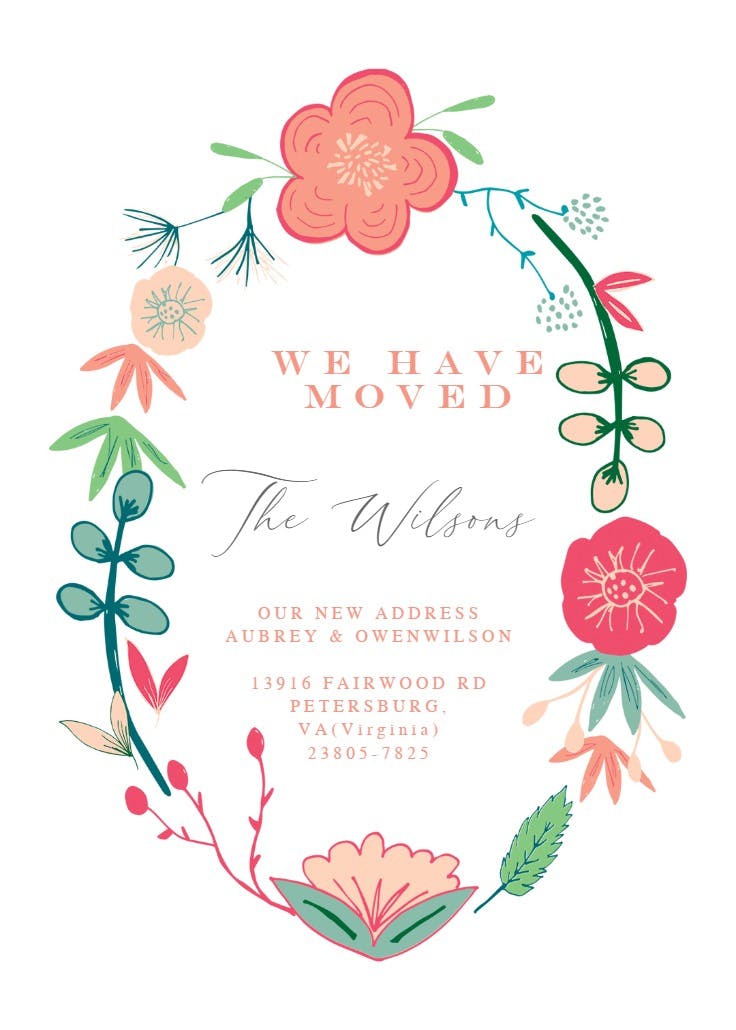 Spring flowers - moving announcement