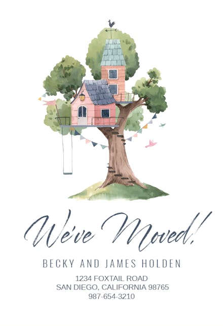 Tree house - moving announcement