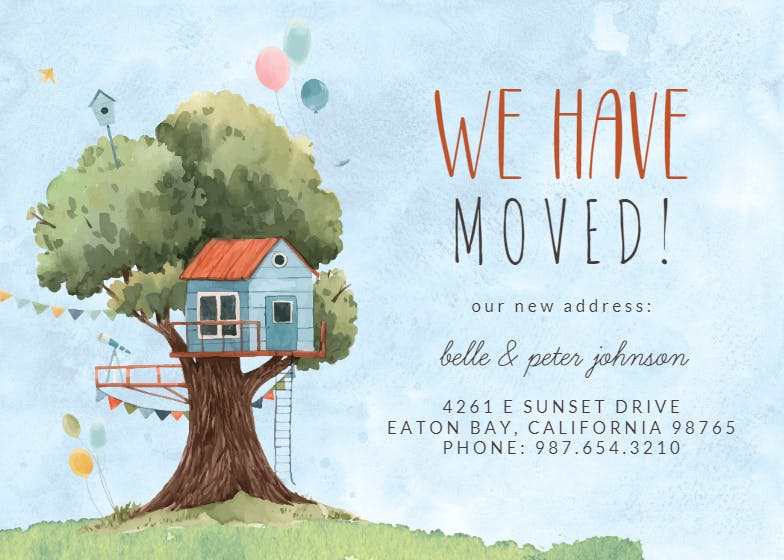 Tree house - moving announcement