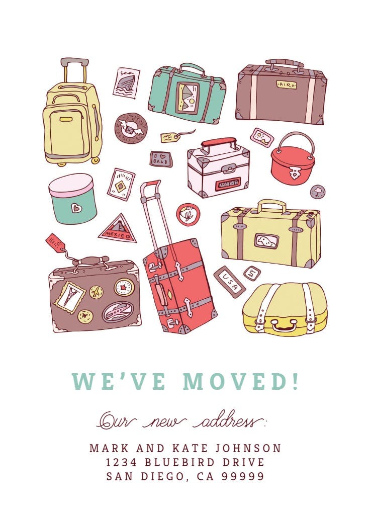 Vintage suitcases - moving announcement