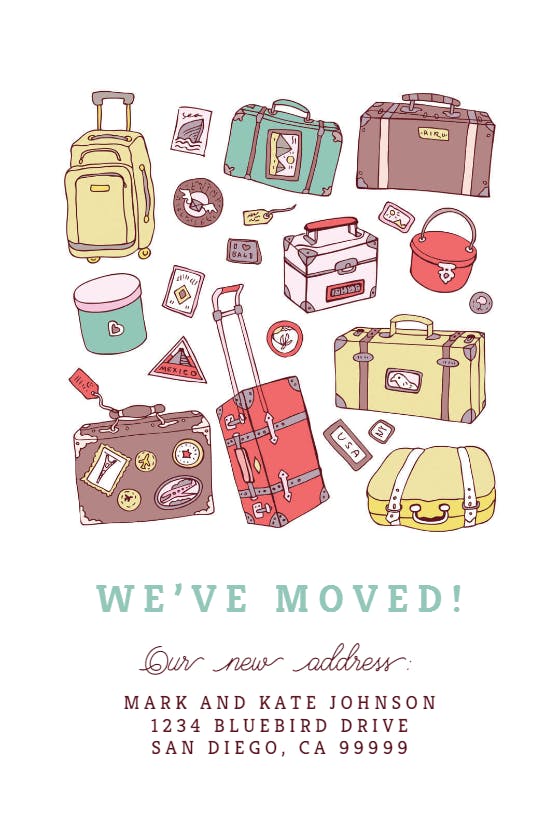 Vintage suitcases - moving announcement