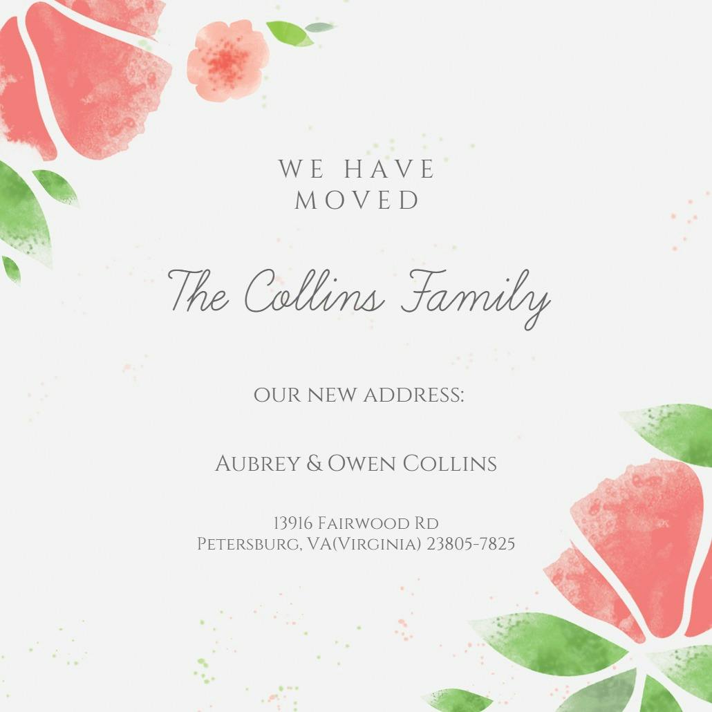 Watercolor corners - moving announcement
